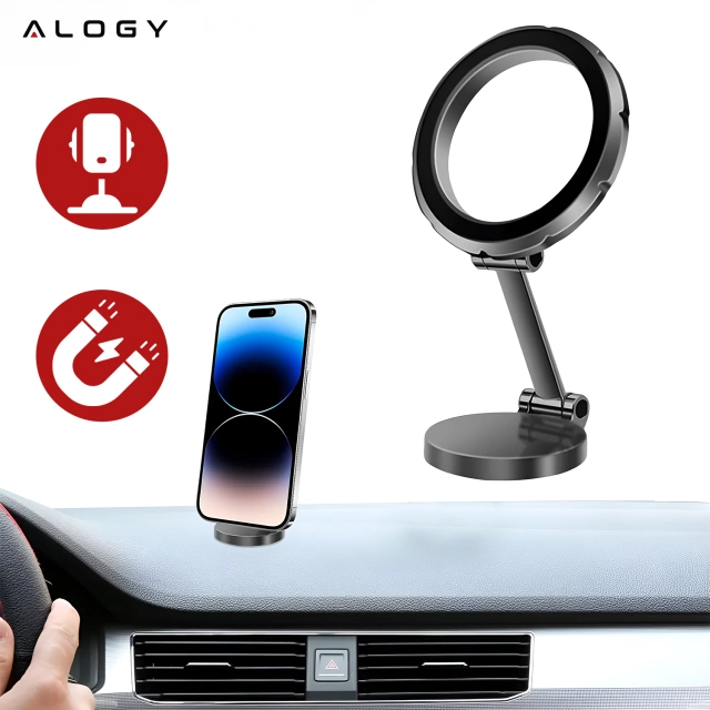 Uchwyt samochodowy na telefon do MagSafe Uchwyt magnetyczny Alogy Car Holder na deskę rozdzielczą do auta Czarny