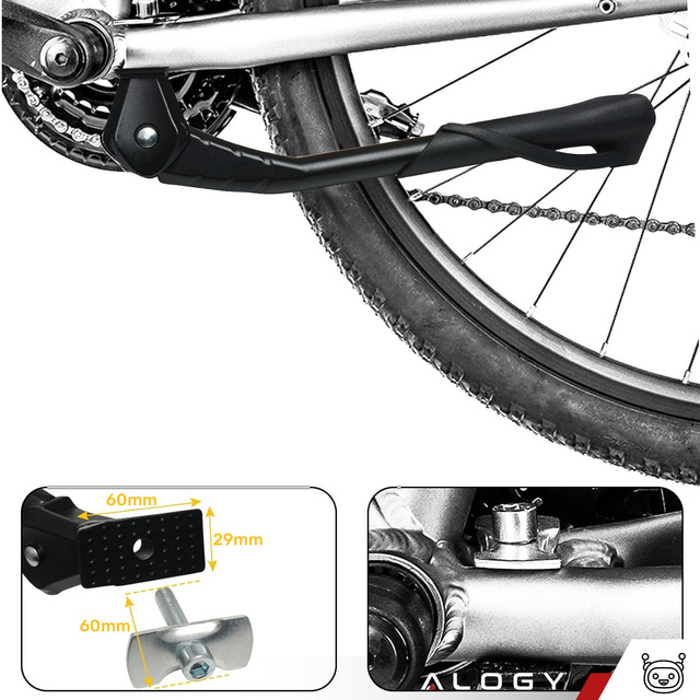 Alogy Bike Stopka rowerowa podpórka nóżka regulowana stojak do roweru 24-29 cm centralna aluminiowa czarna