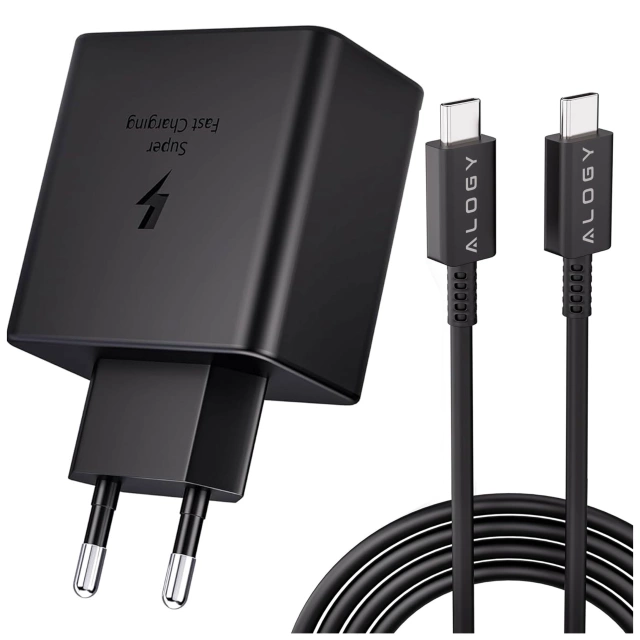 Alogy Ładowarka sieciowa USB-C typ C PD Premium szybka 45W 3A + Kabel Type-C 1M czarna
