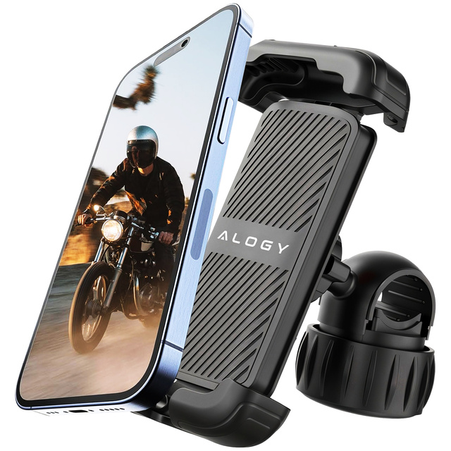 Uchwyt rowerowy do telefonu 4.7-6.8" na telefon kierownicę roweru na rower motocykl regulowany Alogy Sport czarny