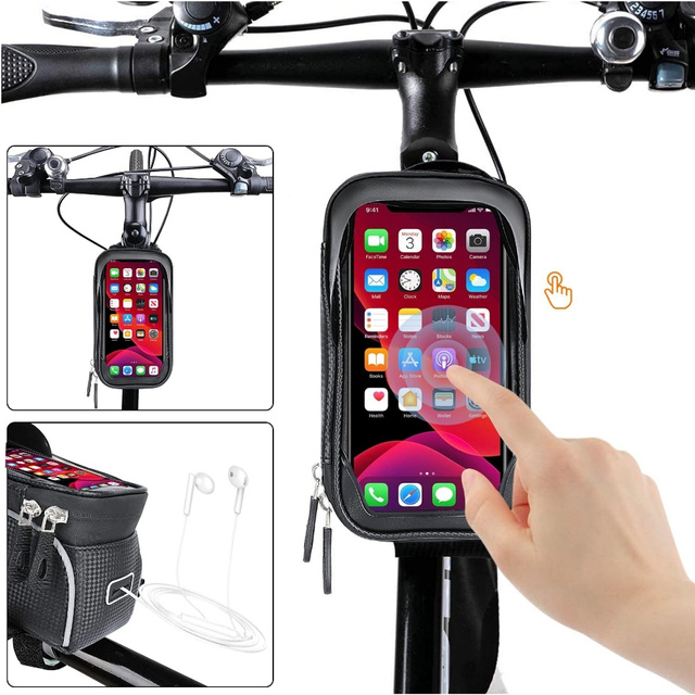 Alogy Sakwa 2L Torba rowerowa na rower uchwyt na telefon do 6.7" na ramę Czarna