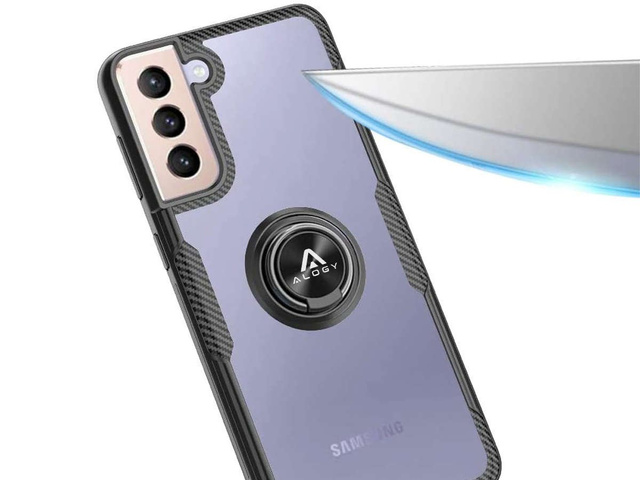 Alogy Etui na telefon Ring Holder Clear Armor do Galaxy S21 Plus czarne