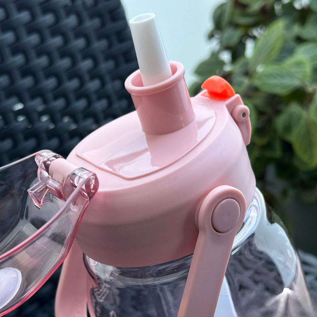 Alogy Butelka ze słomką Time Marker Water Bottle with Straw with Handle 1500ml