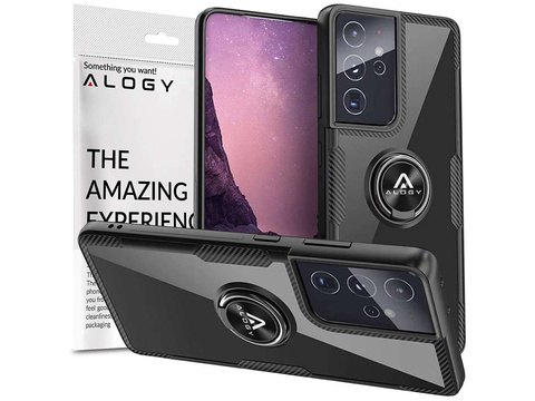 Alogy Etui na telefon Ring Holder Clear Armor do Galaxy S21 Ultra czarne