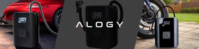 Alogy Pompka rowerowa kompresor powietrza bezprzewodowy przenośny z latarką 