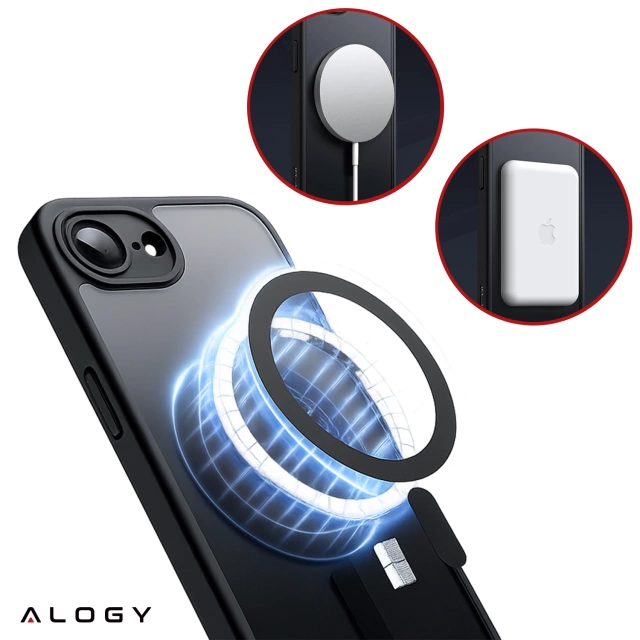 Etui do Apple iPhone 16e obudowa ochronna na telefon Alogy Matte HybridMag™️ Case do MagSafe Matowe Czarne