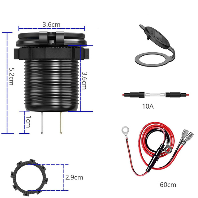 Alogy Ładowarka samochodowa LED gniazdo Mini Car Charge konektory Alogy 2x USB QC 3.0 + USB-C 60W