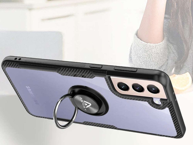 Alogy Etui na telefon Ring Holder Clear Armor do Galaxy S21 Plus czarne
