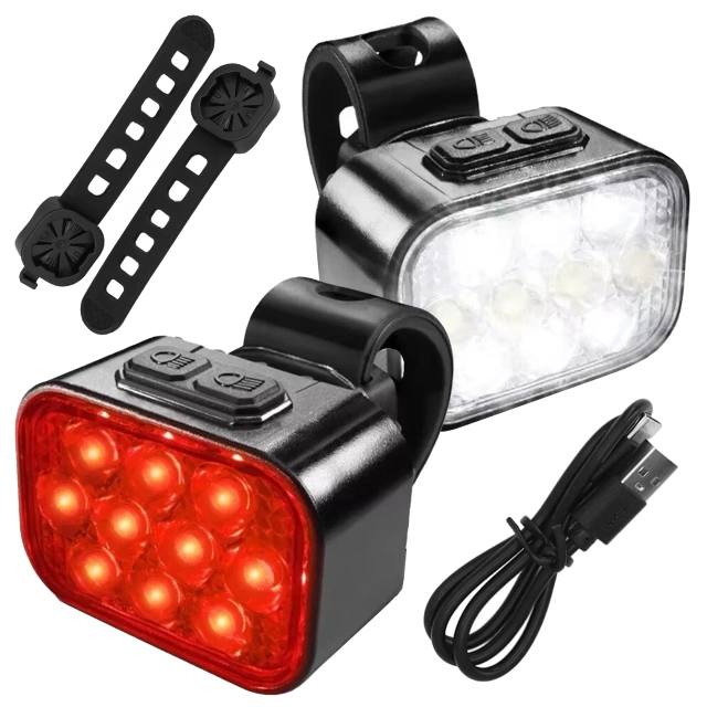 Lampka rowerowa LED Alogy DuoRide™ Lights Latarka na rower wodoodporne światło światełko na przód i tył przednia tylna 2 sztuki 10 LED