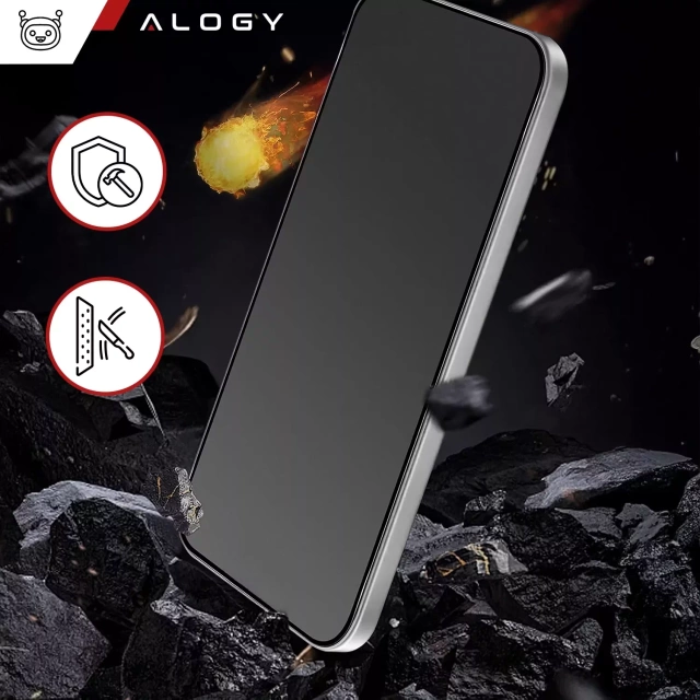 Szkło hartowane Prywatyzujące do Apple iPhone 16 Pro Max ochronne szkiełko na ekran 9H Alogy Privacy EasyShield™️ z ramką montażową
