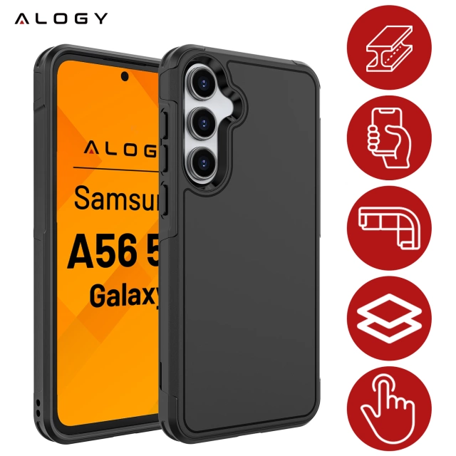 Etui do Samsung Galaxy A56 / A36 5G 2025 Pancerna Obudowa Ochronna na Telefon Wzmocniona Alogy HeavyDuty™️ Case Czarne