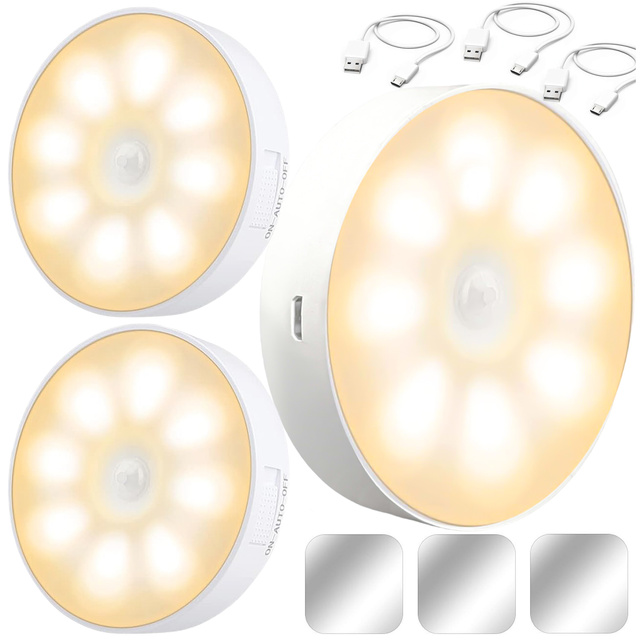 3x Alogy Lampka LED z czujnikiem ruchu Sensor Light Bezprzewodowa lampa nocna oświetlenie meblowe Światło ciepłe