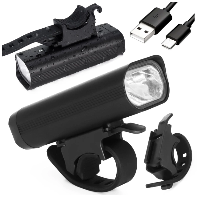 Lampka rowerowa przód LED przednia światło roweru 800LM 1800mah oświetlenie wodoodporna światełko na rower czarna