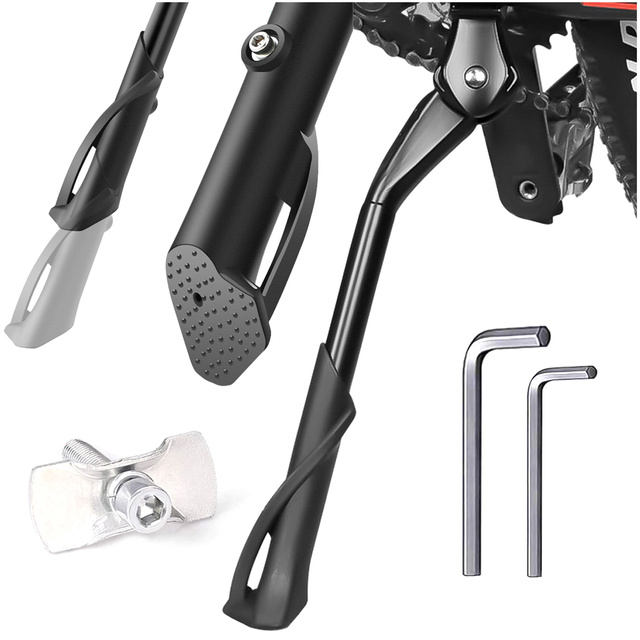 Alogy Bike Stopka rowerowa podpórka nóżka regulowana stojak do roweru 24-29 cm centralna aluminiowa czarna