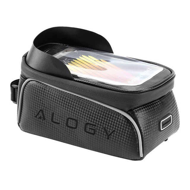 Alogy Sakwa 2L Torba rowerowa na rower uchwyt na telefon do 6.7" na ramę Czarna