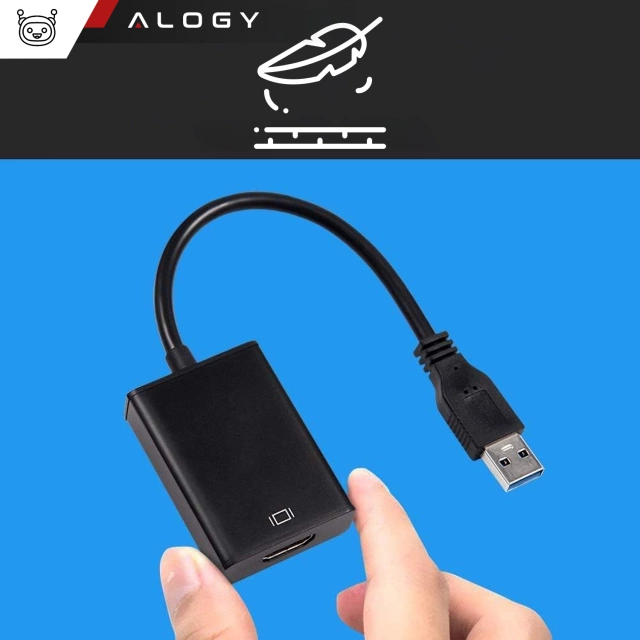 Przejściówka USB 3.0 do HDMI Alogy adapter Full HD 1080P 60HZ Hub konwerter Czarny