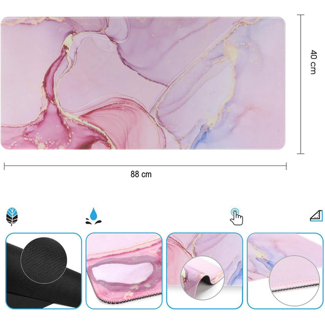 Mata na biurko antypoślizgowa podkładka pod mysz Alogy gamingowa xxl 88x40 Marble Pink Różowa