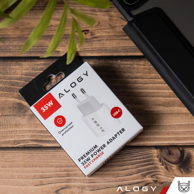 Alogy Ładowarka sieciowa szybka mocna 35W USB-C USB typ C PD GaN do iPhone Biała