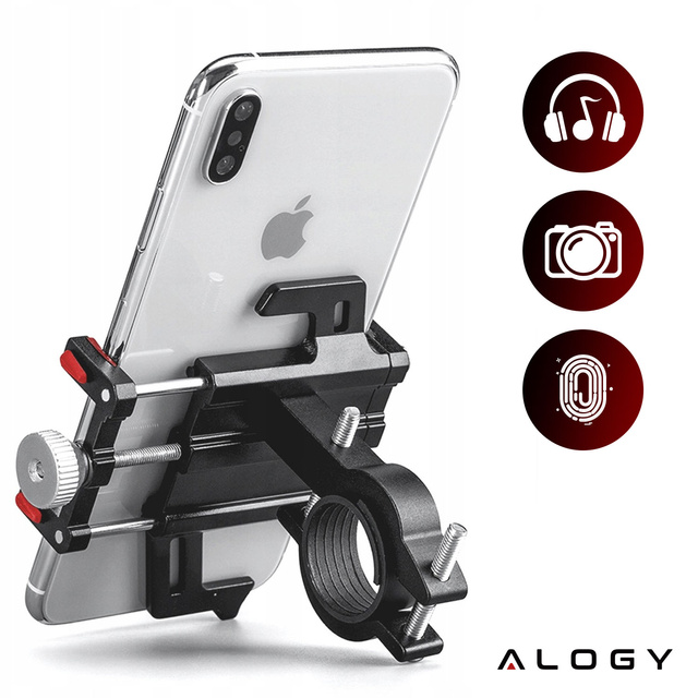 Alogy Uchwyt rowerowy Bike Phone Holder do telefonu 55-95mm na kierownicę na rower hulajnogę motor Czarny