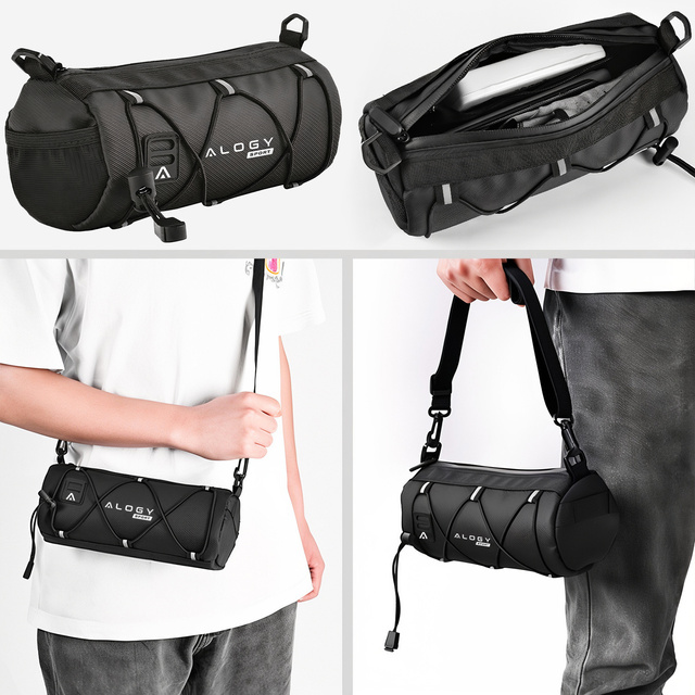 Alogy Sport Torba rowerowa sakwa uchwyt na rower kierownicę ramę saszetka etui pokrowiec 23.6x10.5x10cm (S) czarna