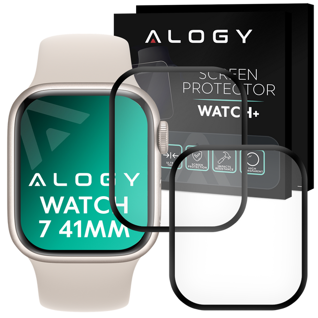 Alogy 2x Szkło na smartwatch elastyczne 3D do Apple Watch 7 41mm Black
