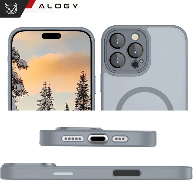 3w1 Zestaw Etui Hybrydowe + 2x Szkło hartowane do Apple iPhone 16 Pro Max obudowa ochronna Hybrydowe MagSafe z ochroną obiektywu case ochronne na telefon Alogy 3in1 Case Pack Titanium Szare