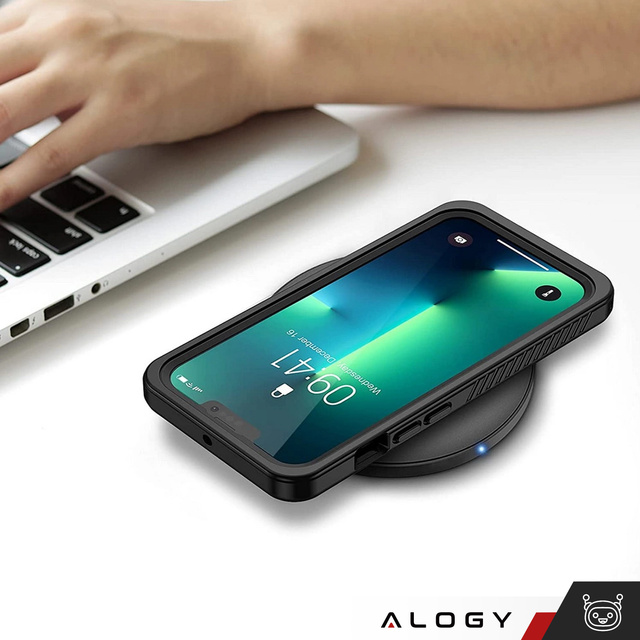 Alogy Etui wodoodporne do Apple iPhone 13 360 Pancerne Armor IP68 ze smyczką Czarne