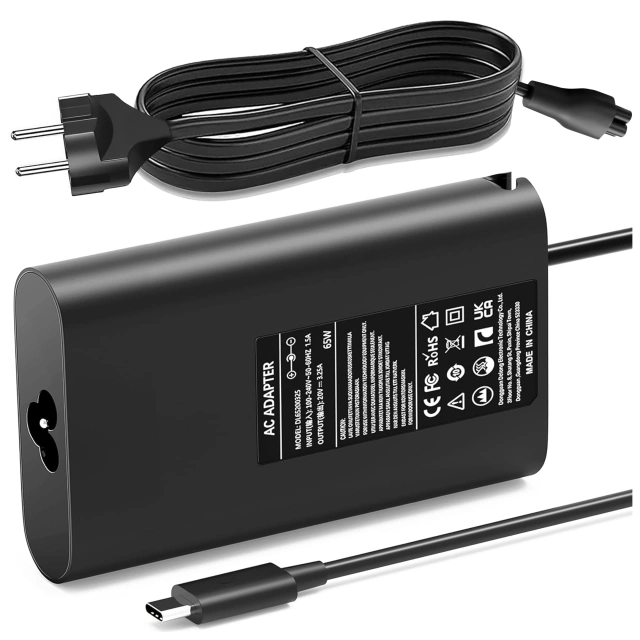 Zasilacz USB-C 65W PD do Laptopów HP Lenovo Asus Apple, Szybkie Ładowanie 20V 3.25A, Długi Kabel 2.8m, Kompaktowy i Wydajny, Alogy PowerBoost™ – Czarny