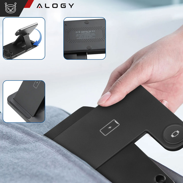 4w1 Alogy Ładowarka indukcyjna Qi do Apple iPhone/ Watch/ AirPods/ Pen Czarna