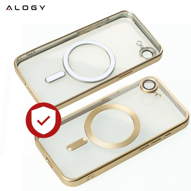 Etui do Apple iPhone 16e Alogy LuxeShield™️ Glamour Luxury Ring obudowa do MagSafe z osłoną aparatów Złote