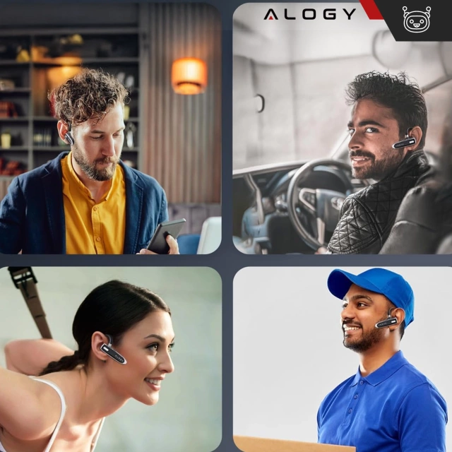 Słuchawka Bluetooth dla kierowcy bezprzewodowa zestaw z etui ładującym zestaw słuchawkowy Alogy Czarna