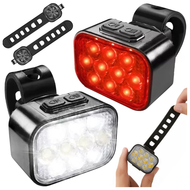 Lampka rowerowa LED Alogy DuoRide™ Lights Latarka na rower wodoodporne światło światełko na przód i tył przednia tylna 2 sztuki 10 LED