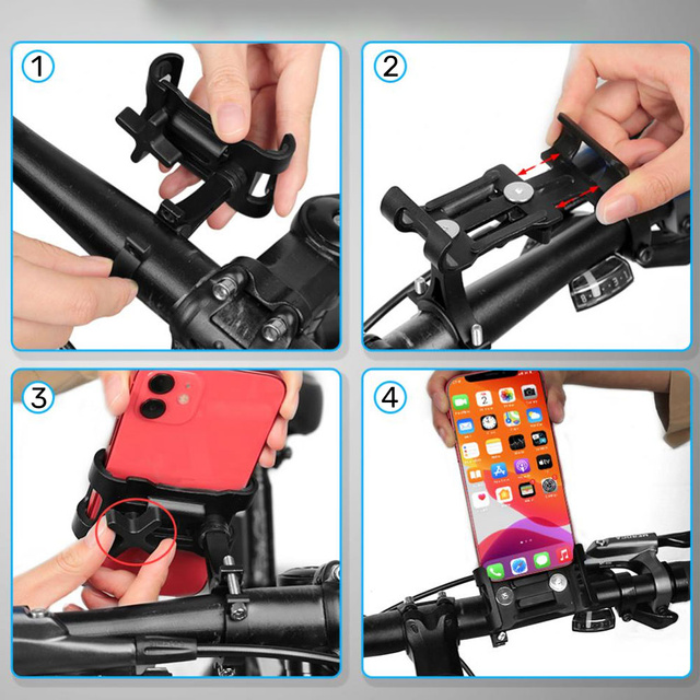Alogy Uchwyt rowerowy Metal Bike Holder do telefonu na kierownicę do roweru motocykla hulajnogi Czarny