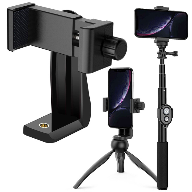Alogy Uchwyt mocowanie adapter 360 na telefon do statywu selfie stick 1/4 czarny