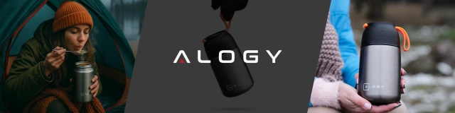 Alogy Termos obiadowy na jedzenie zupe dla dzieci 700ml ze stali nierdzewnej + składana łyżeczka termiczny szary