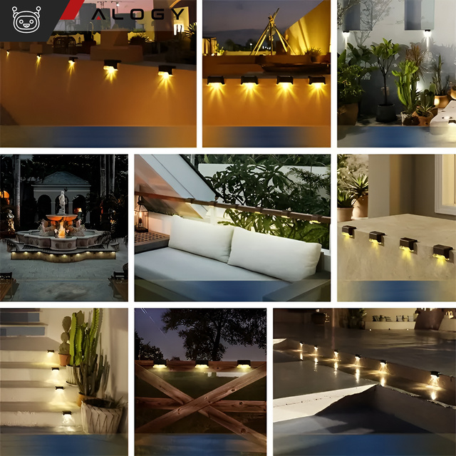 4x Lampa solarna ogrodowa LED na taras balkon schody balustradę z czujnikiem zmierzchu akumulator AAA zestaw 4 lampek
