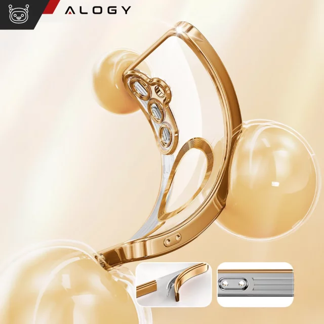 Etui do Samsung Galaxy S25 Alogy LuxeShield™️ Glamour Luxury Ring obudowa z osłoną aparatów Złote + Szkło