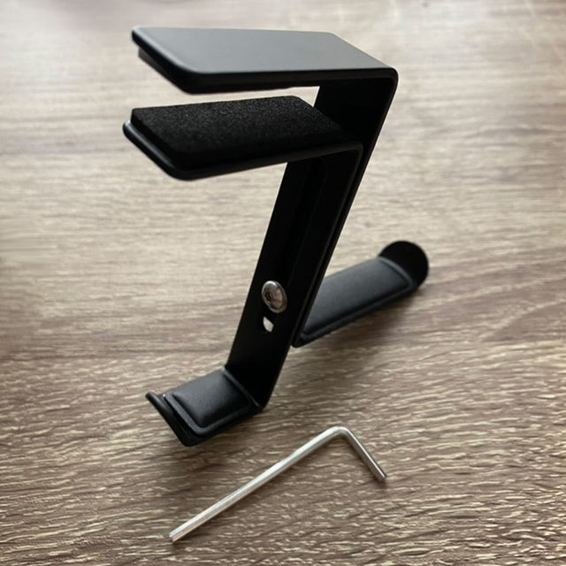 Alogy Uniwersalny uchwyt na słuchawki aluminiowy na biurko blat metalowy Czarny
