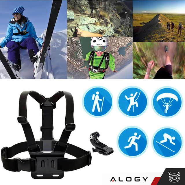 Alogy Regulowane szelki uchwyt na klatkę do GoPro Hero 10/9/8/7/6/5