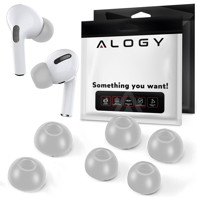 Alogy 6x Nakładki silikonowe zapamiętujące S M L do Apple AirPods Pro szare
