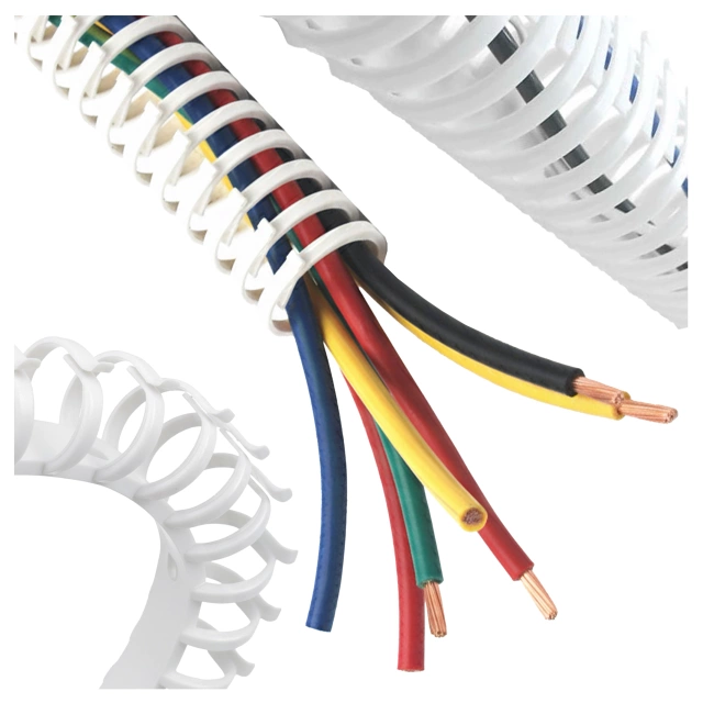 Sprężynowy organizer na kable pod biurko – elastyczna maskownica 50×4 cm, samoprzylepna, do porządkowania przewodów – Alogy CableStrip™ Biały