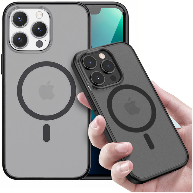 Alogy MagCase do MagSafe Etui matowe obudowa z pierścieniem magnetycznym do Apple iPhone 13 Pro Czarne