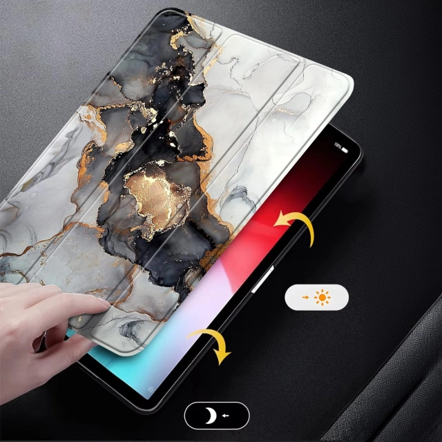 Etui + Szkło do Apple iPad 10.9 gen 10 2022 obudowa na tablet Alogy Book Case Cloudy Marble Marmur
