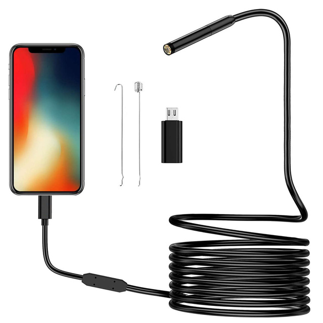 Alogy Duo Cam Endoskop Kamera inspekcyjna endoskopowa 1920 Full HD Lightning do iPhone, USB-C, micro USB 3m 8mm czarna