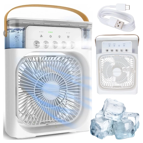 Wentylator Alogy DeskBreeze™ wiatrak biurkowy 3w1 stojący mały cyrkulator z nawilżaczem powietrza timerem i podświetleniem LED 4800mAh USB-C