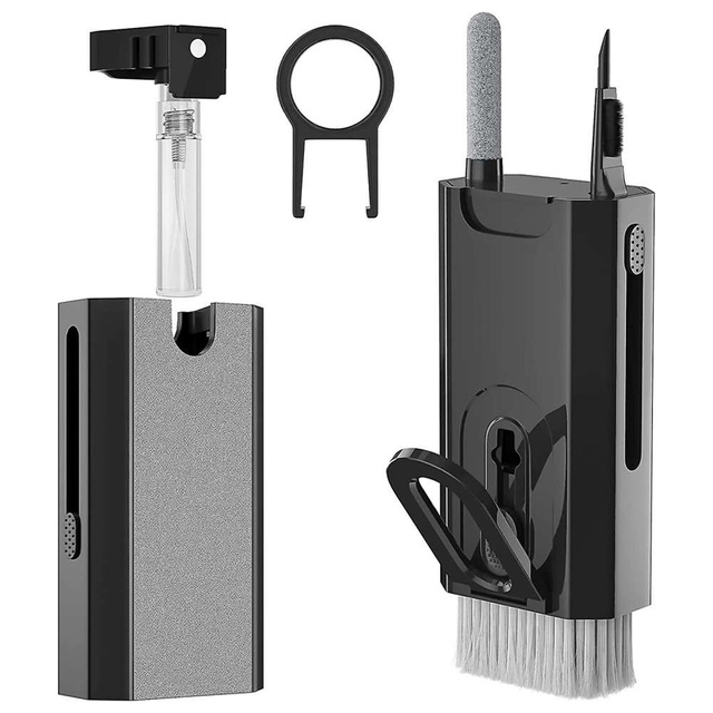 Alogy Czyścik wielofunkcyjny Zestaw do czyszczenia ekranu klawiatury Cleaner Set 8w1 do telefonów laptopów komputerów Czarny