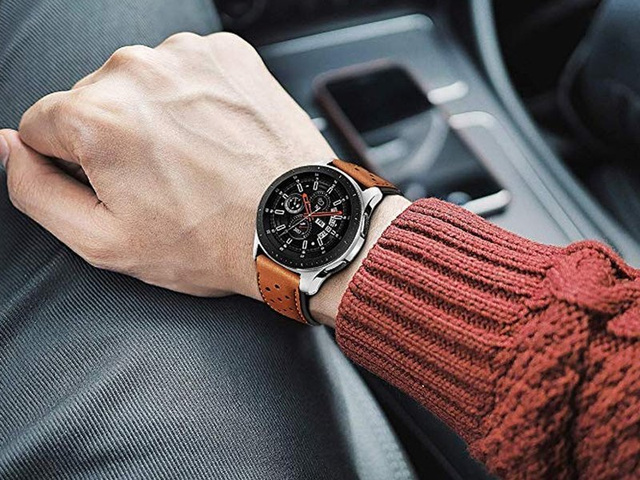 Alogy Pasek skórzany leather band do Samsung Watch Active 2 (20mm) Brązowy