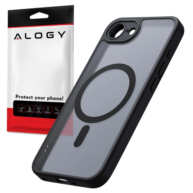 Etui do Apple iPhone 16e obudowa ochronna na telefon Alogy Matte HybridMag™️ Case do MagSafe Matowe Czarne