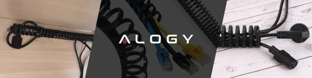 Sprężynowy organizer na kable pod biurko – elastyczna maskownica 50×4 cm, samoprzylepna, do porządkowania przewodów – Alogy CableStrip™ Czarny