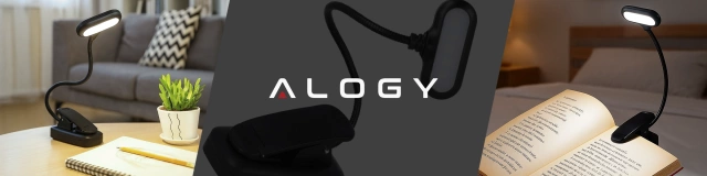 Alogy Lampa biurkowa LED z klipsem Bezprzewodowa Czarna